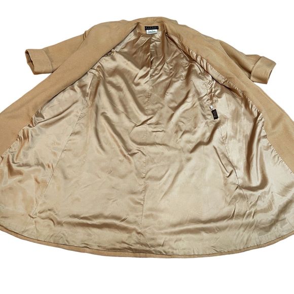 Bisang Neiman Marcus Womens Camel Hair Oversized Long Coat Size 8 Made in USA - Picture 12 of 16